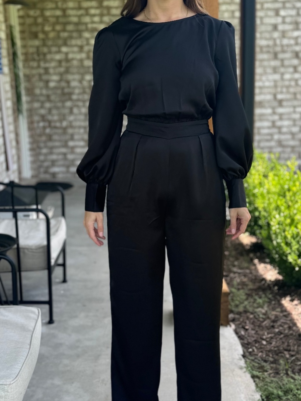 Dress Day Black Satin Jumpsuit NWT